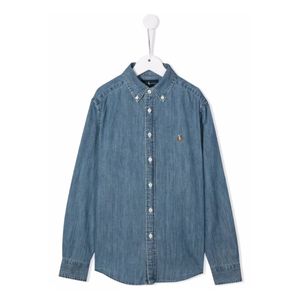 Broderet denimskjorte