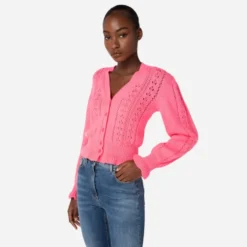 Broderet Uld Cardigan