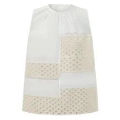 Broderie Anglaise Ærmeløs Bluse