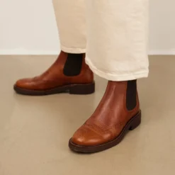 Brogue Chelsea Støvle - Cognac/Brun