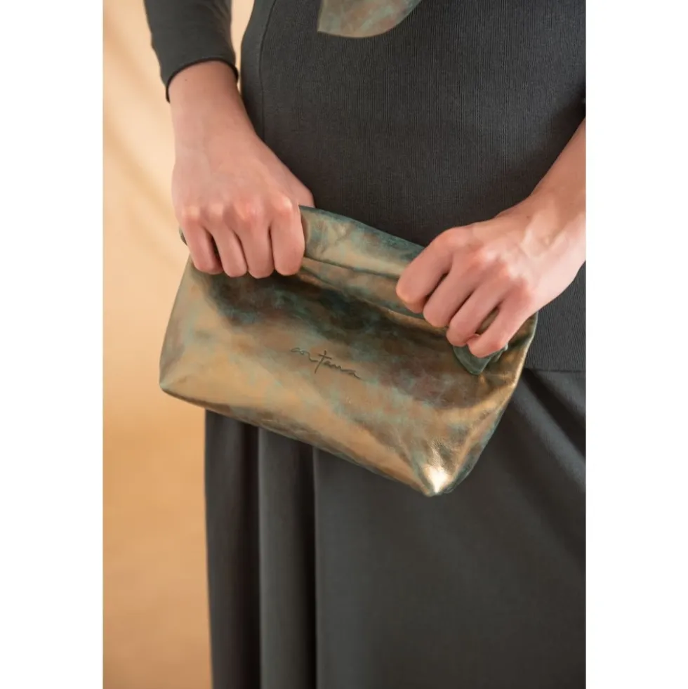 Bronze Turkis Læder Clutch