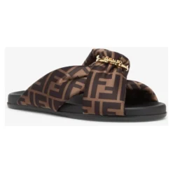 Brune Satin Sandaler med FF Motiv