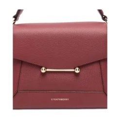Burgundy Læder Top Håndtaske