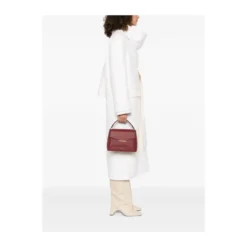 Burgundy Læder Top Håndtaske