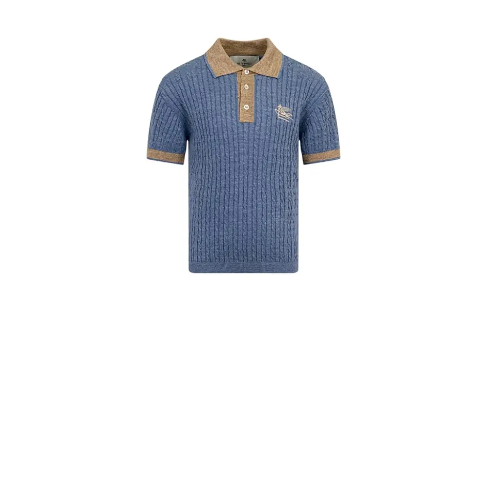 Cable-knit Pegasus Polo Shirt