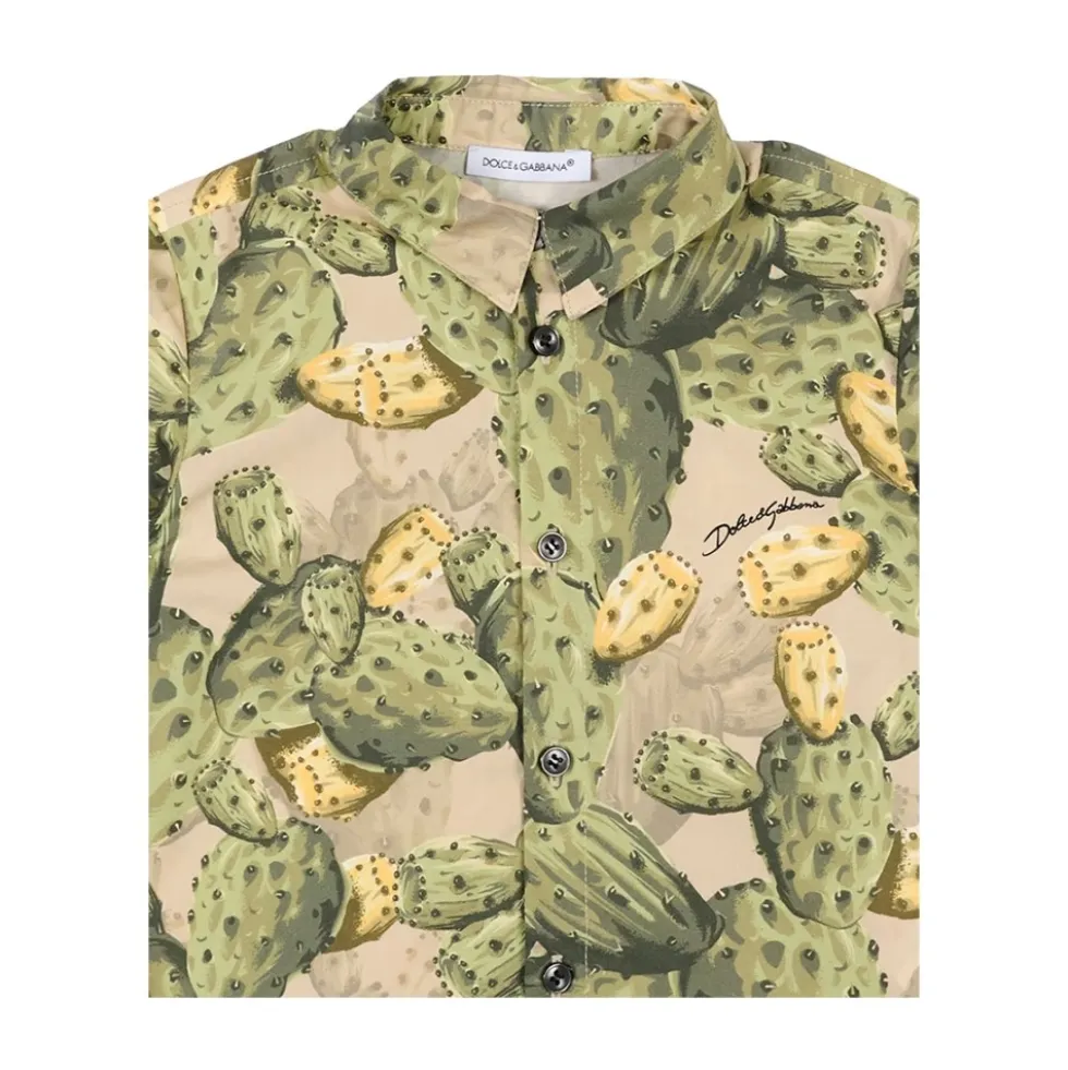 Cactus-print Poplin Skjorte