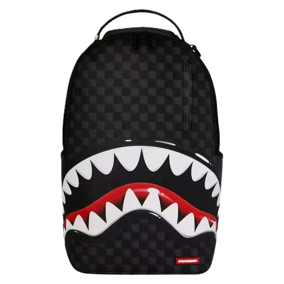 Checkered Shark-Print Rygsæk
