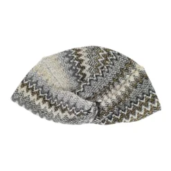 Chevron Strikket Viskose Turban med Frynser