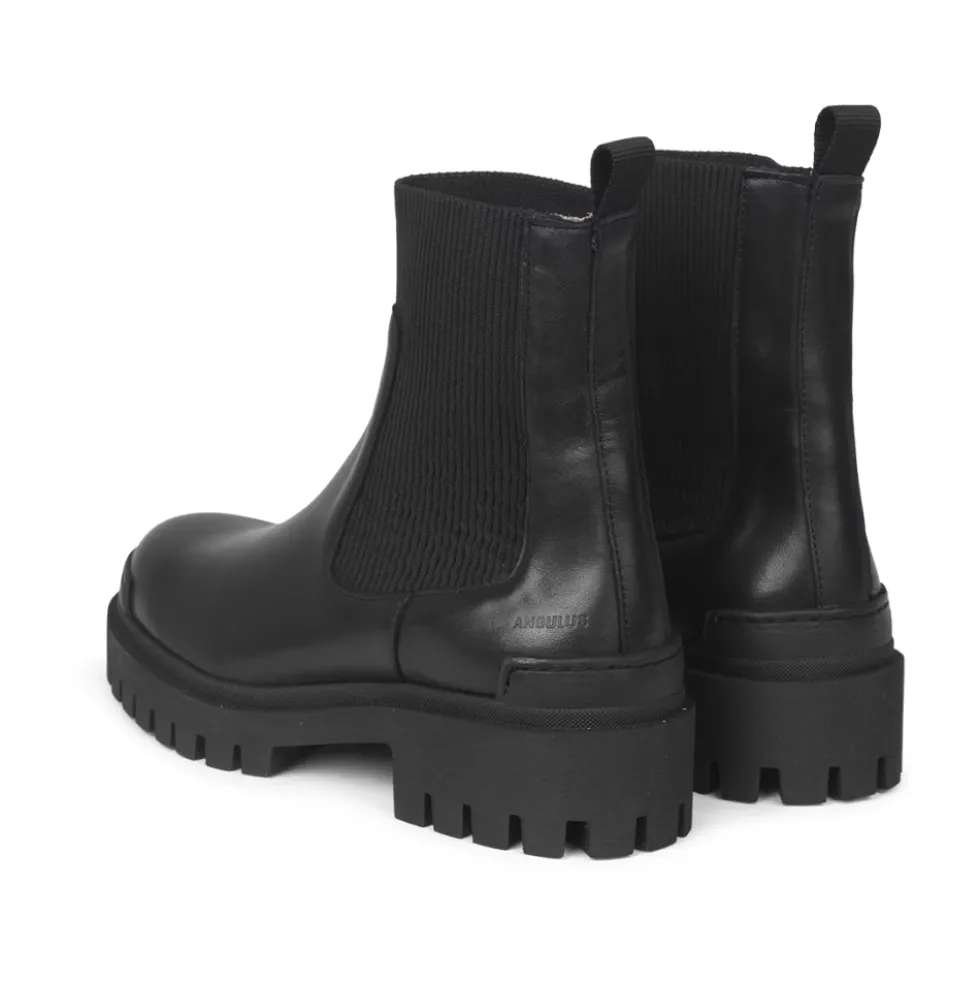Chunky Chelsea Boot i Sort Læder