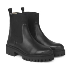 Chunky Chelsea Boot i Sort Læder