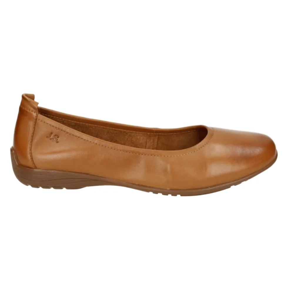 Cognac Læder Ballerina Flats