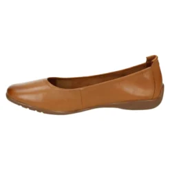 Cognac Læder Ballerina Flats