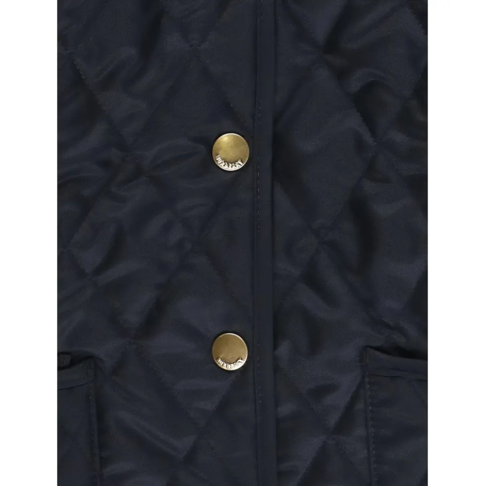 Corduroy-Collar Quilted Jacket