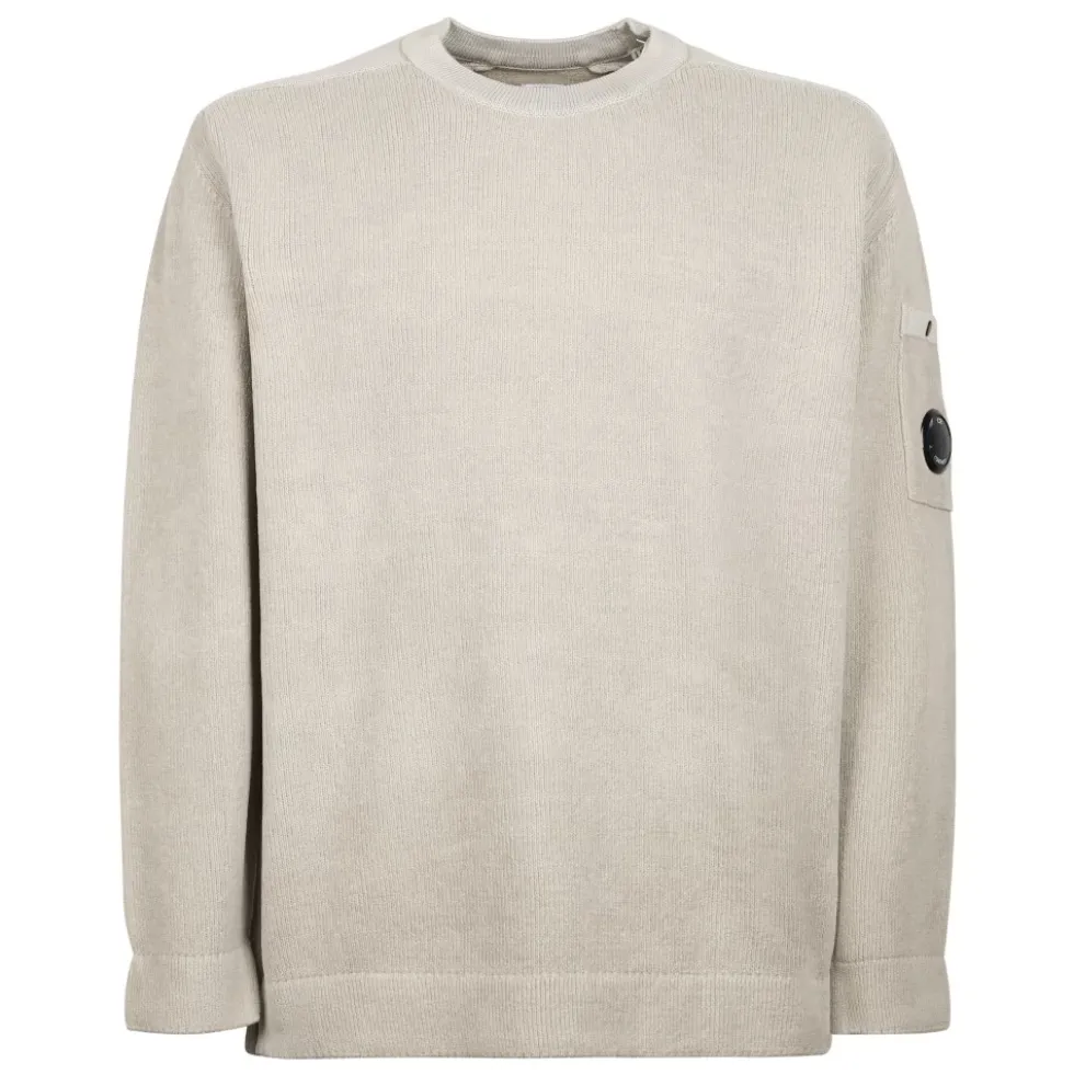 Cotton Chenille Crewneck Lens Sweater