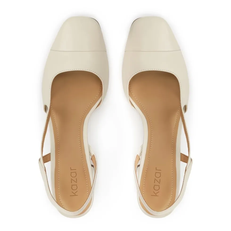 Creme pumps med udskåret overdel