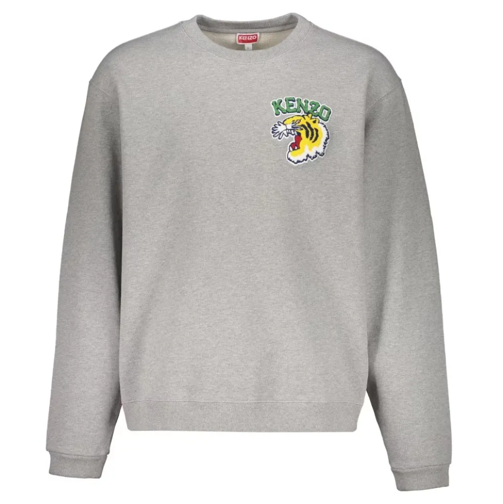 Crew-neck sweatshirt med logo patch