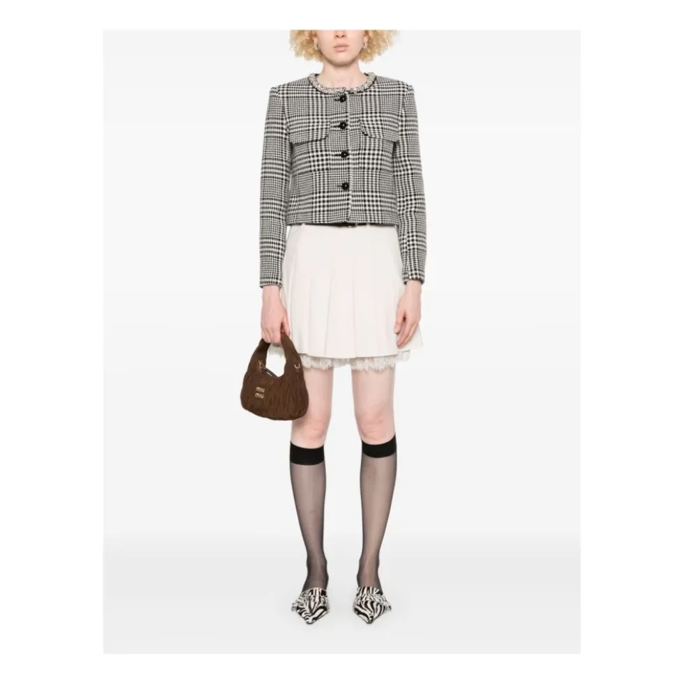 Cropped Houndstooth Jakke