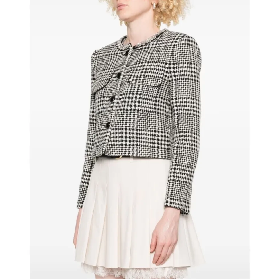 Cropped Houndstooth Jakke