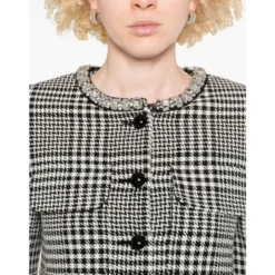 Cropped Houndstooth Jakke