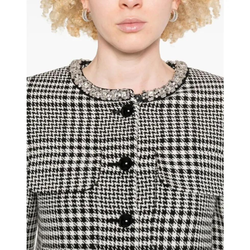 Cropped Houndstooth Jakke