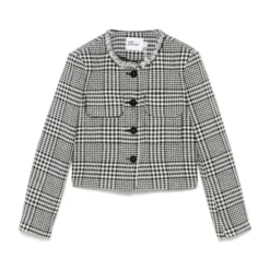 Cropped Houndstooth Jakke