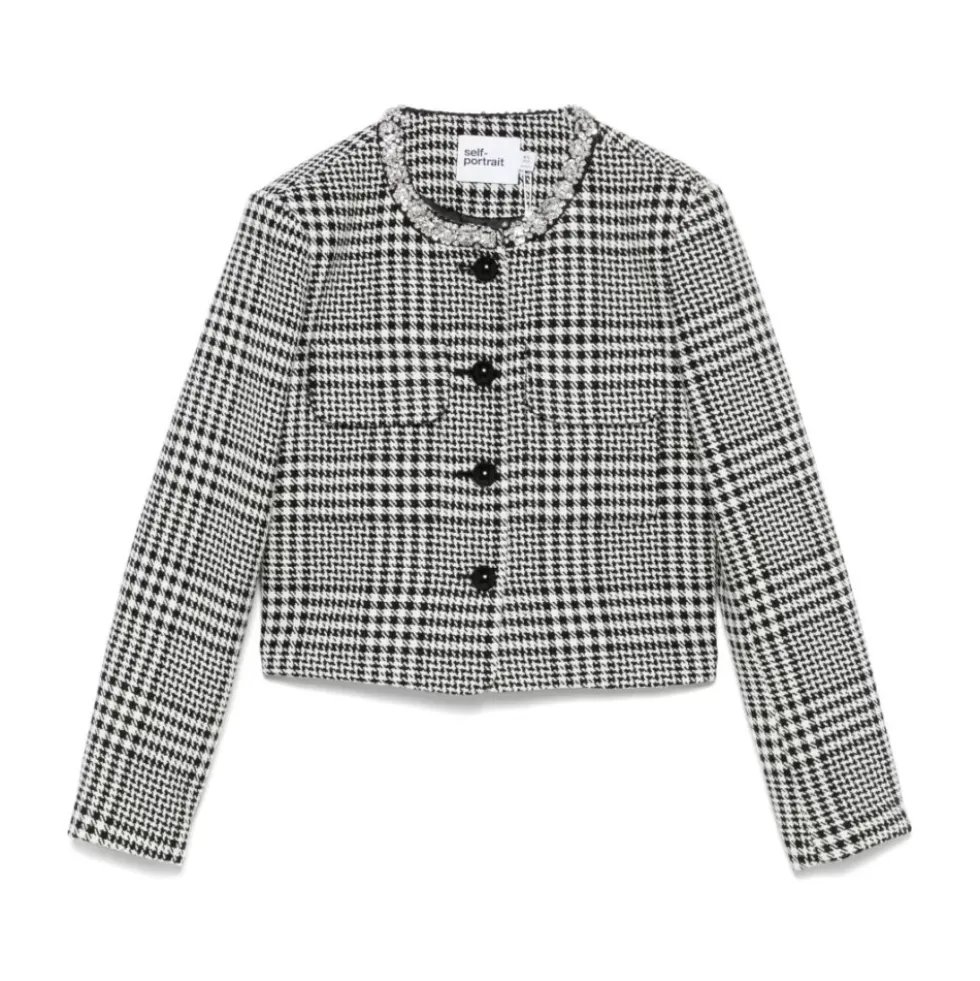 Cropped Houndstooth Jakke