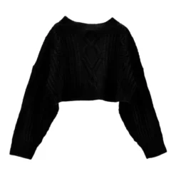 Cropped Kabelstrikket Sweater