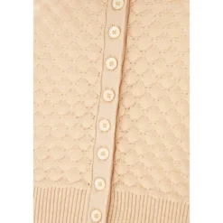 Cropped Pointelle Strik Cardigan