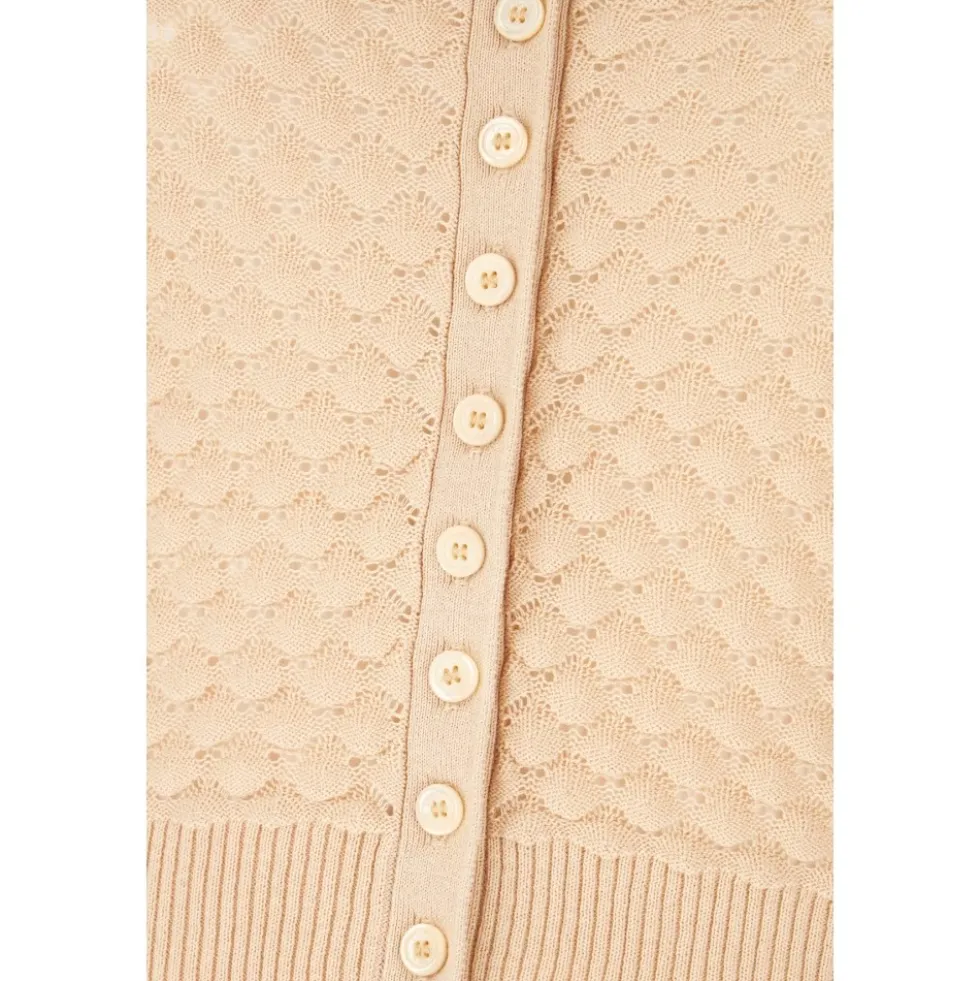 Cropped Pointelle Strik Cardigan