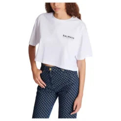 Cropped T-shirt med print