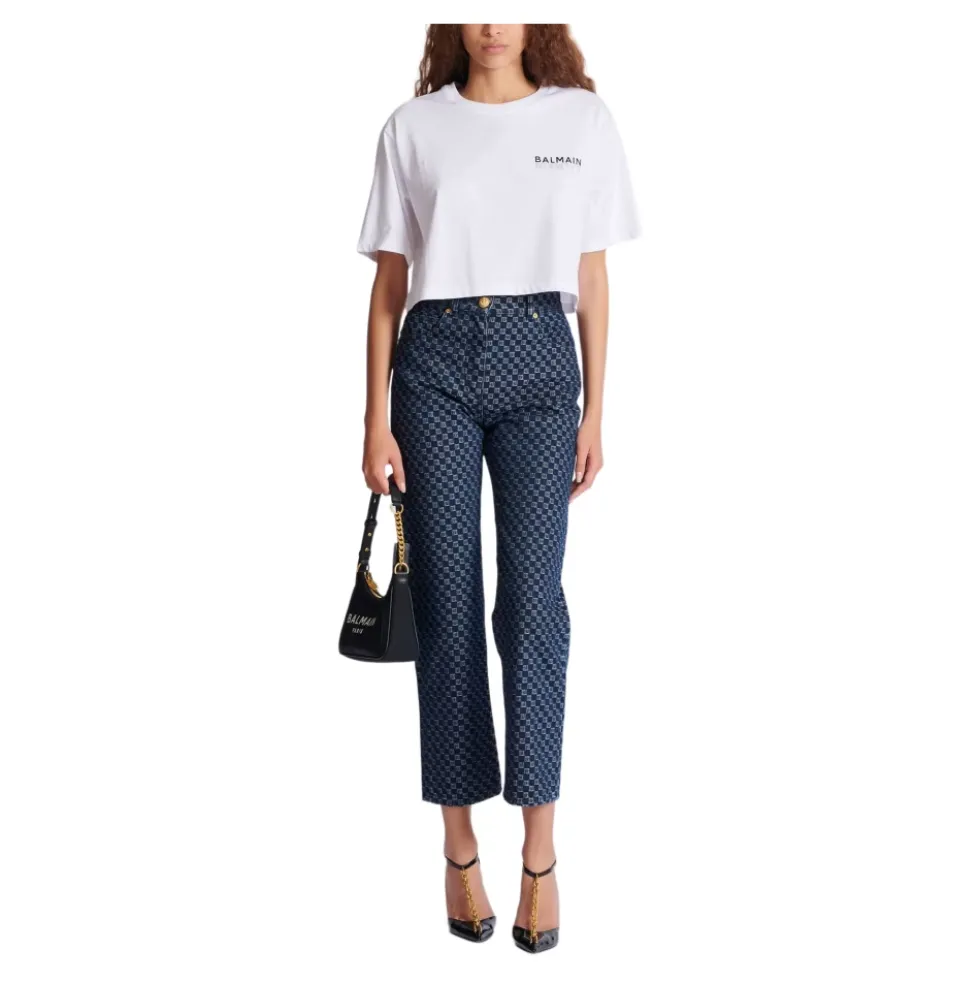 Cropped T-shirt med print