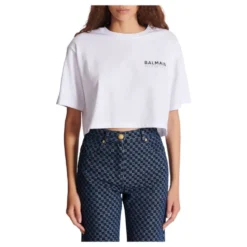 Cropped T-shirt med print