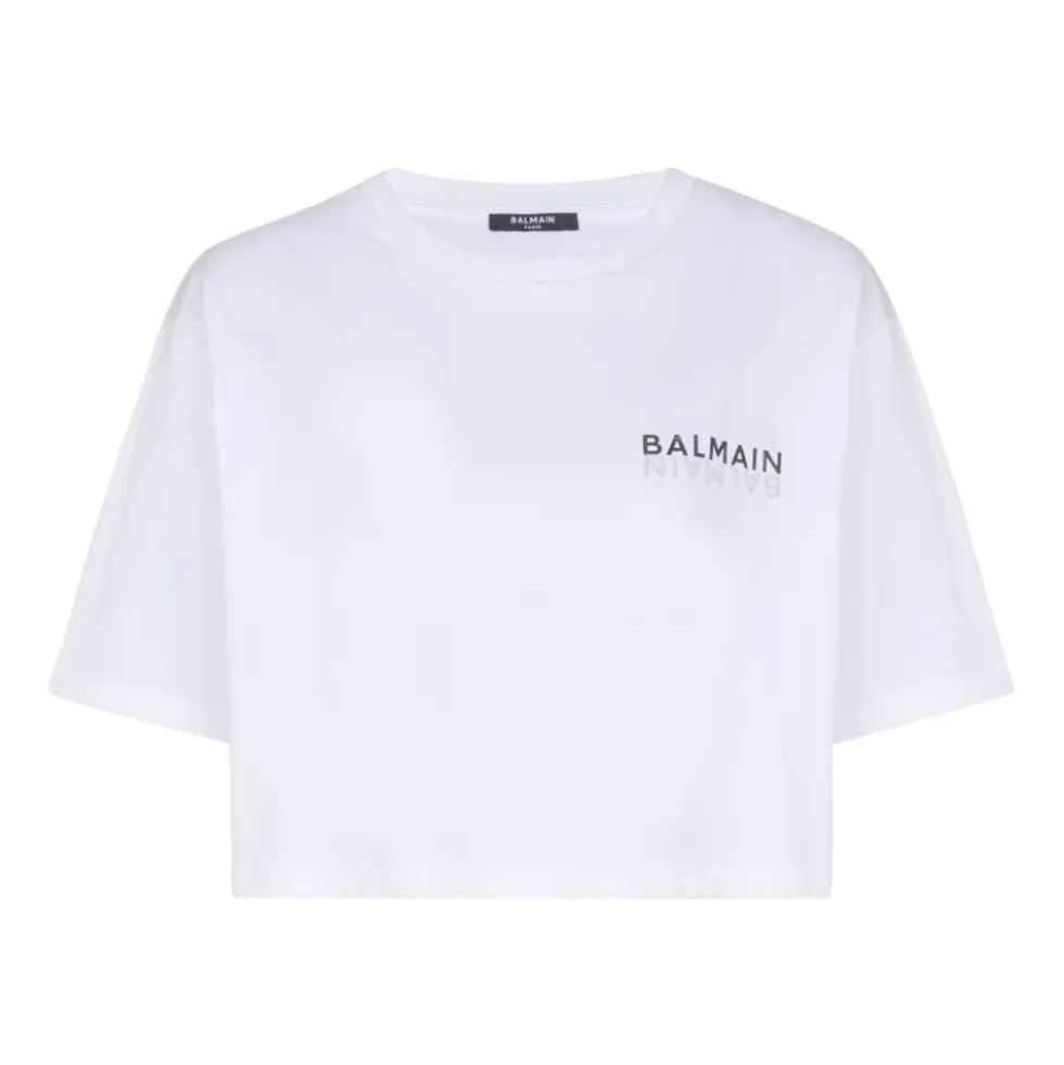 Cropped T-shirt med print