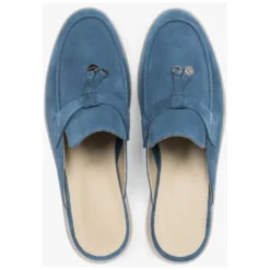 Dame Blå Mules lavet af Blødt Premium Italiensk Ægte Velour Estro ER00119612