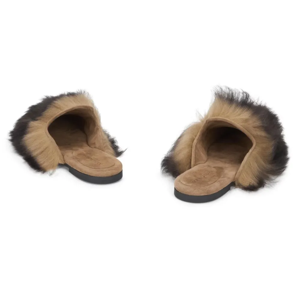 Dame slippers i fåreskind og ruskind