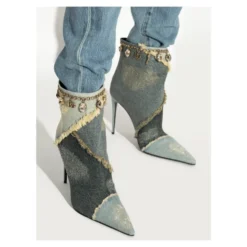 Denim ankelstøvler med hæle