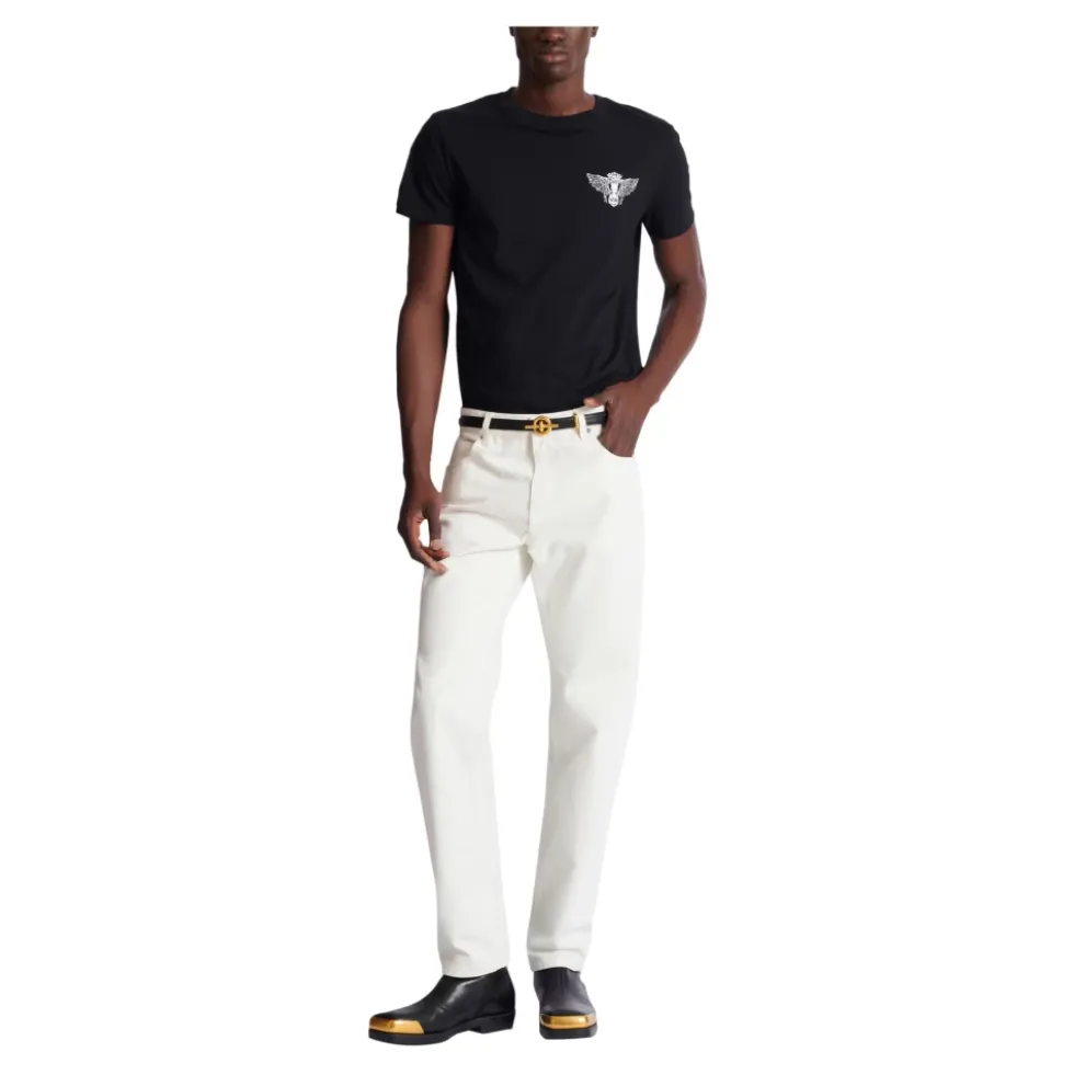 Denim straight-cut jeans