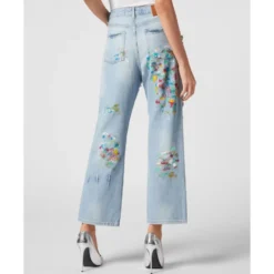 Denim Trousers High Rise Fit Crystal