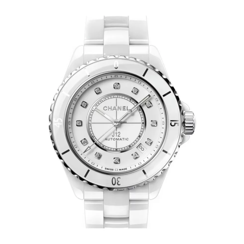 Donna - H5704 - Chanel J12 Quartz 33 Mm - Hvid urskive + Diamanter