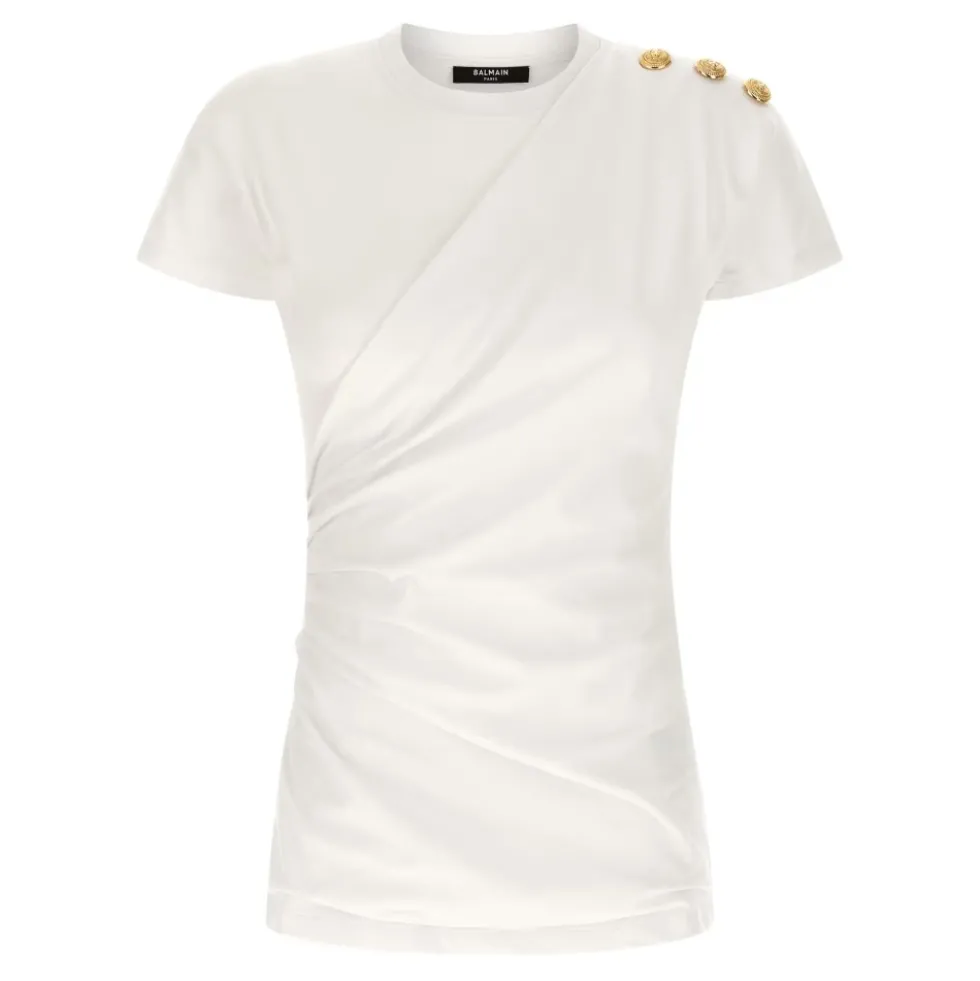 Draperet T-shirt med knapper