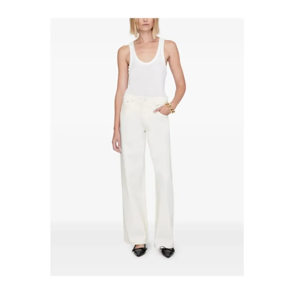 Ecru Klassiske Jeans med Knapper foran