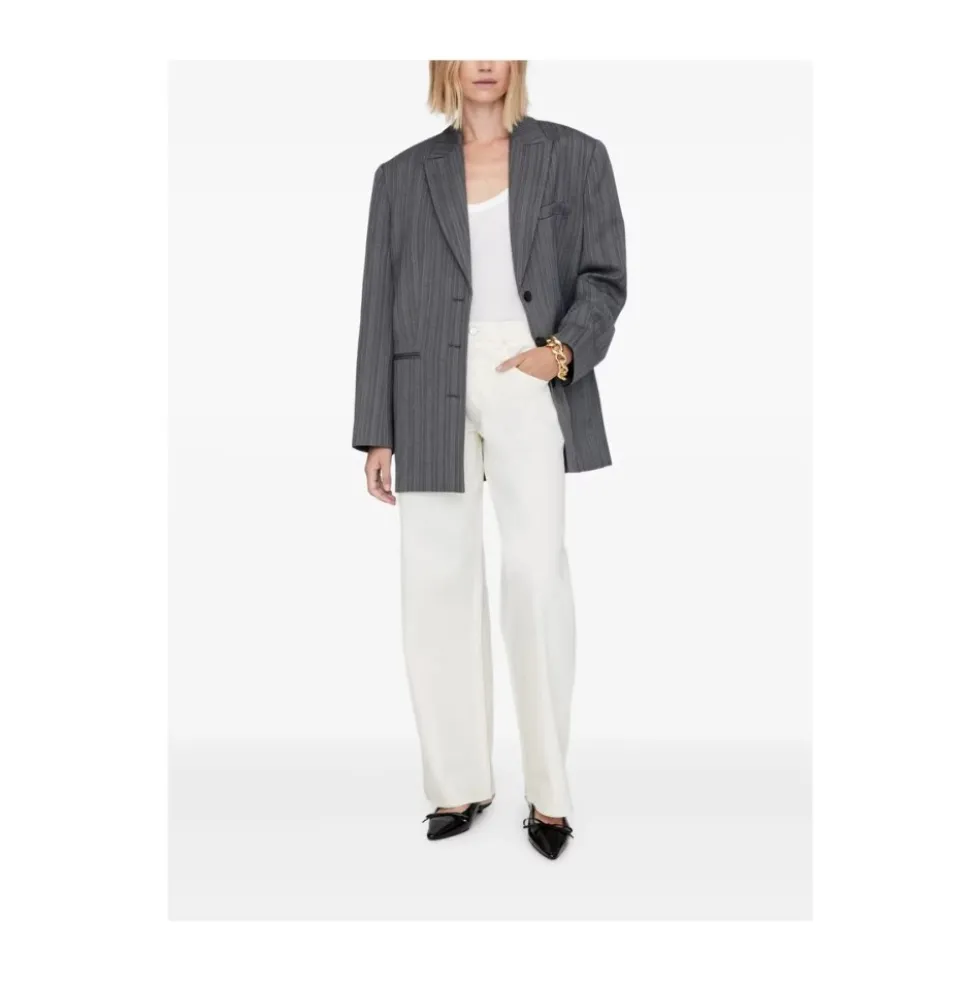 Ecru Klassiske Jeans med Knapper foran