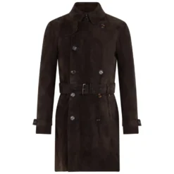Elegant figursyet læder trenchcoat
