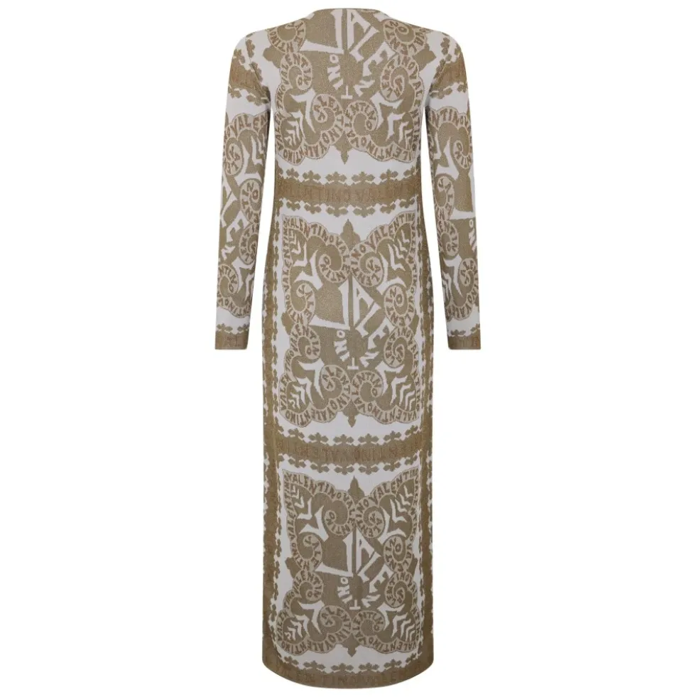 Elegant Lang Kjole Med Raffineret Geometrisk Print