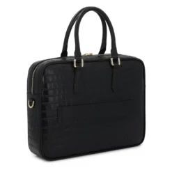 Elegant præget læder computertaske