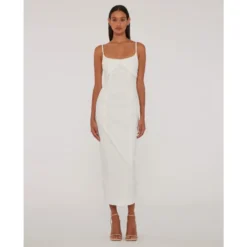 Elegant Ruched Cup Midi Kjole