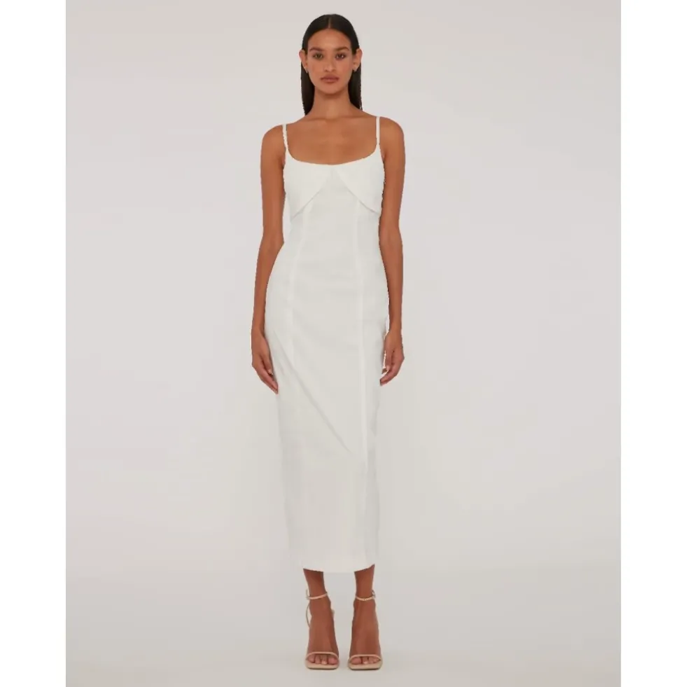 Elegant Ruched Cup Midi Kjole