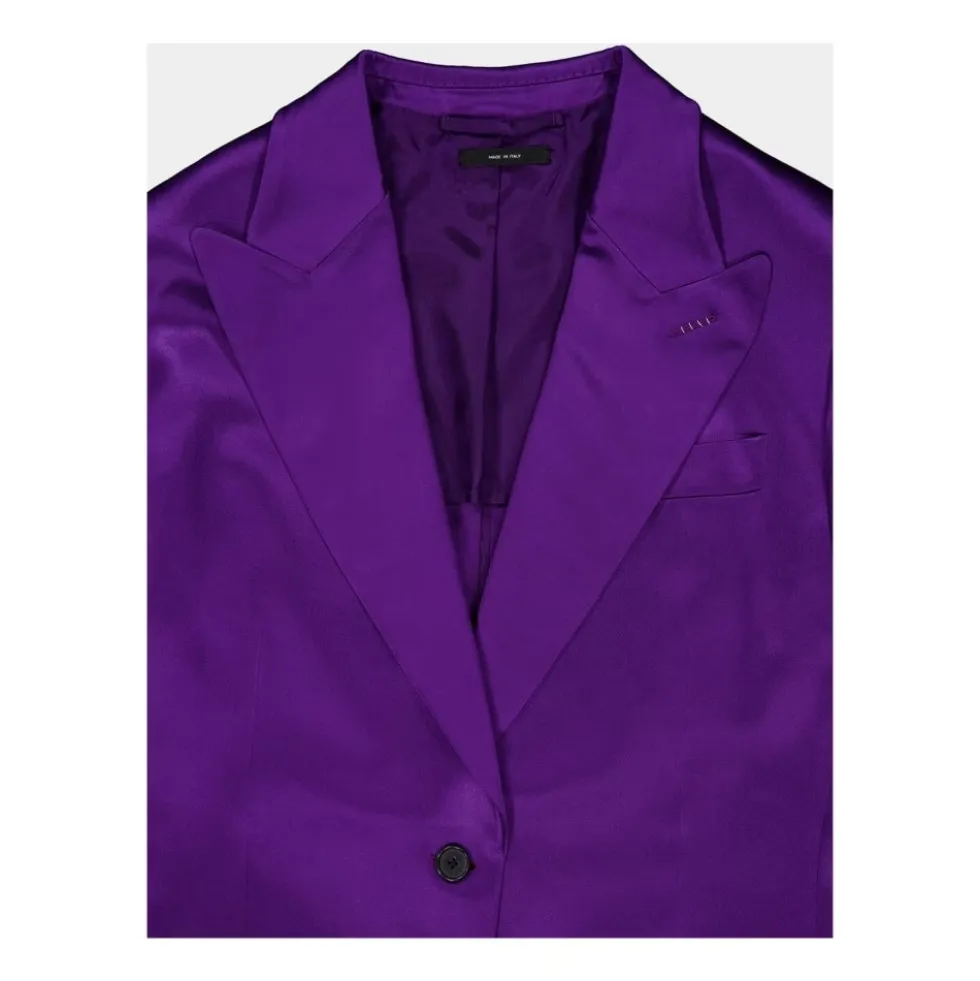 Elektrisk Lilla Satin Blazer