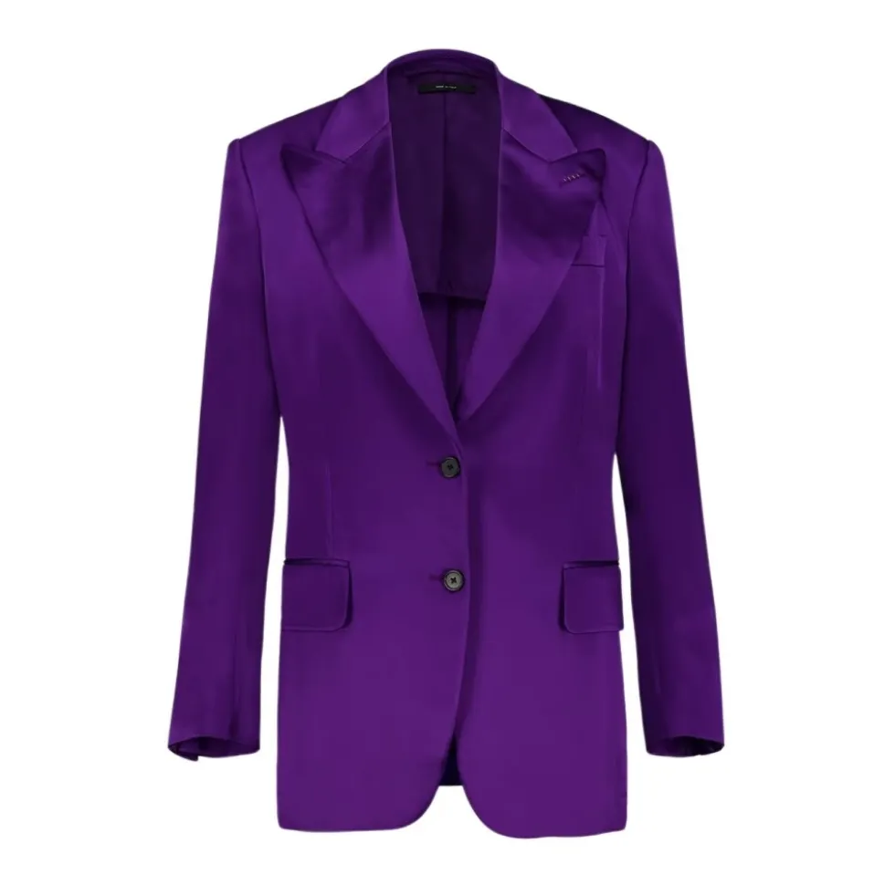 Elektrisk Lilla Satin Blazer
