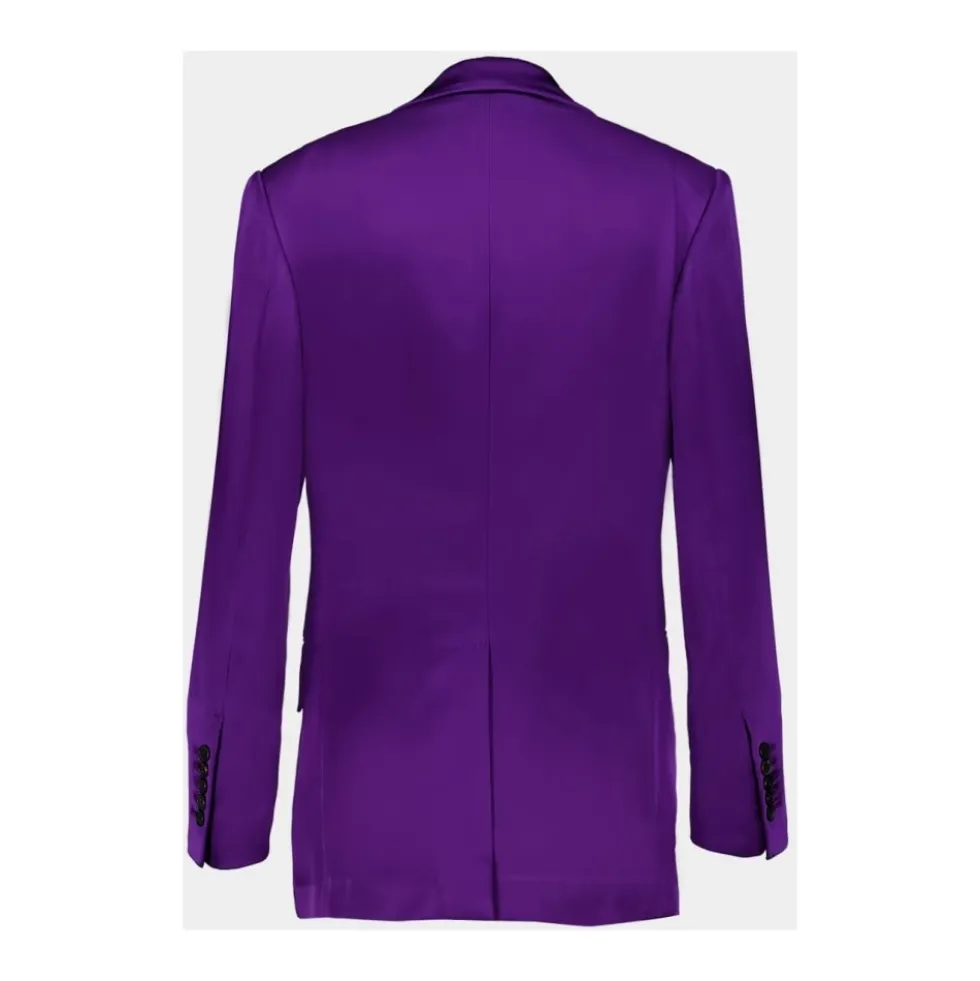 Elektrisk Lilla Satin Blazer